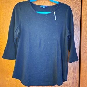 Apt. 9 Black 3/4 Length Sleeve Top, Size M